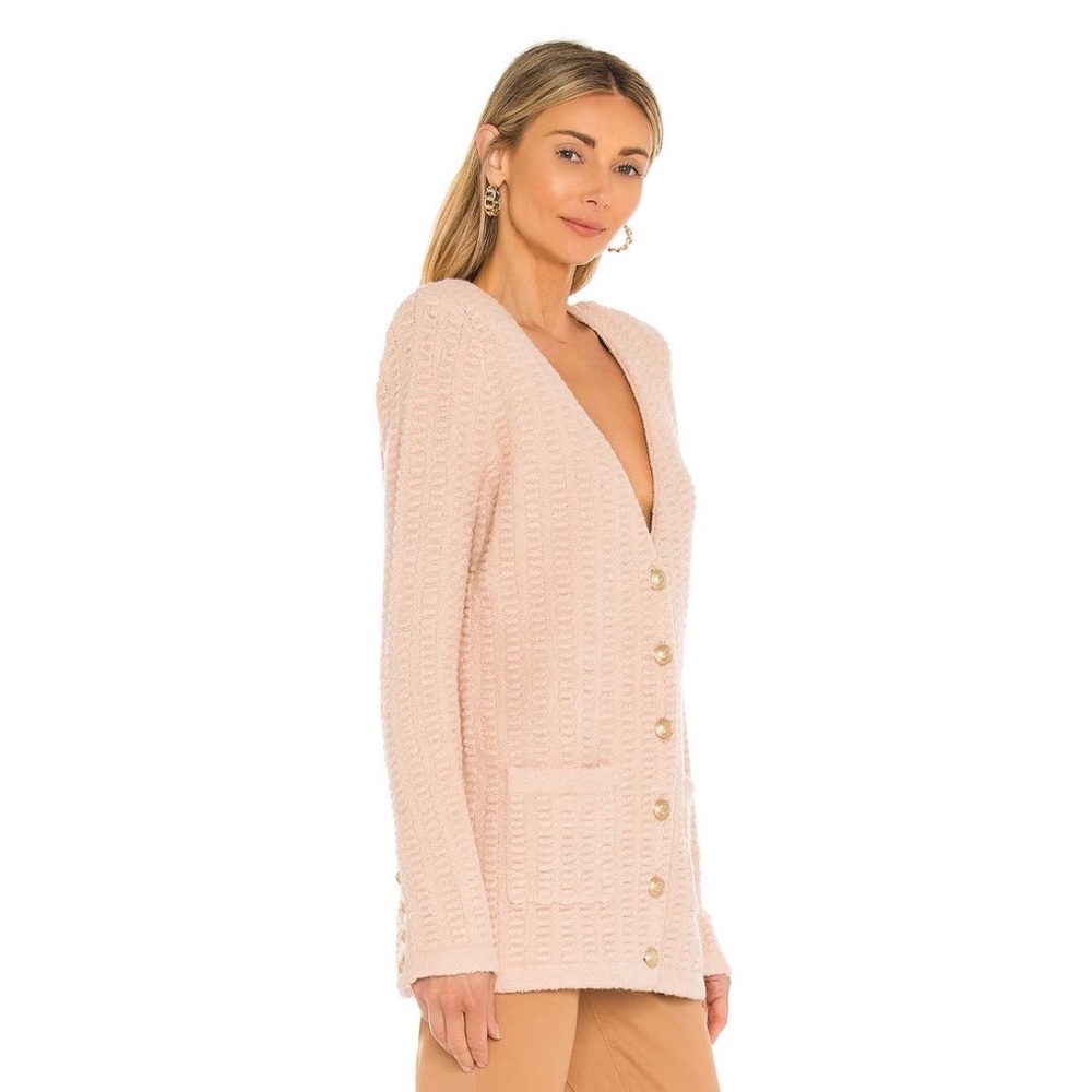 L’Agence Sue Textured Knit Cardigan Sweater in Pink Petal - Picture 2 of 16